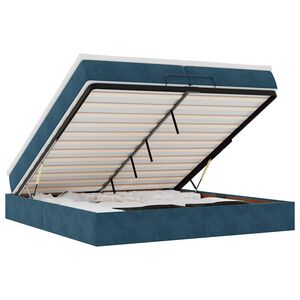vidaXL Cadru de pat otoman saltele Albastru &icirc;nchis 200x200cm catifea