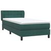 vidaXL Pat box spring cu saltea, verde &icirc;nchis, 80x210 cm, catifea