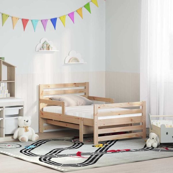 vidaXL Cadru de pat cu saltea Maro 80 x 200 cm Lemn de pin masiv