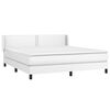 vidaXL Pat box spring cu saltea, alb, 180x200 cm, piele ecologică