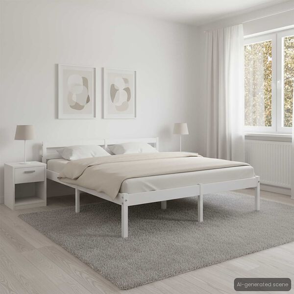 vidaXL Cadru de pat, alb, 160 x 200 cm, lemn masiv de pin