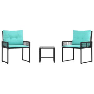 vidaXL Set de Mobilier pentru Exterior cu pernă 3 pcs Negru și Turcoaz