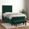 vidaXL Pat box spring cu saltea, verde &icirc;nchis, 90x200 cm, catifea