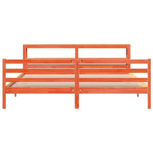 vidaXL Cadru de pat fără saltea, maro ceruit 180x200 cm lemn masiv pin