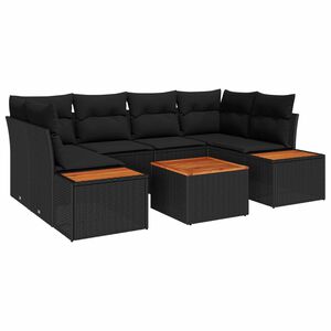 vidaXL Set de canapele pentru grădină cu pernă 6 pcs Negru Rattan poli