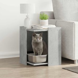 vidaXL Cutie litieră pisici gri beton 42x42x51 cm lemn prelucrat