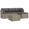 vidaXL Set mobilier de grădină cu perne, 5 piese, gri, poliratan