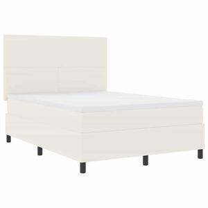 vidaXL Pat cu arcuri Crema și Alb 160 x 200 cm Țesătură din corduroy