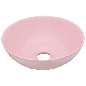 vidaXL Chiuvetă de baie, roz mat, ceramică, rotund