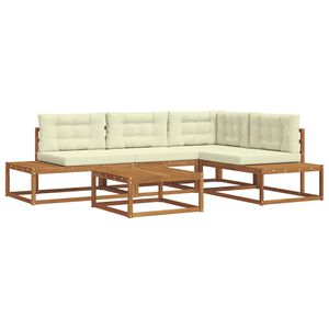 vidaXL Set de canapele de exterior 5 Bucată Natural și Crem
