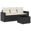 vidaXL Set mobilier de grădină cu perne, 4 piese, negru, poliratan