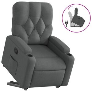 vidaXL Fotoliu rabatabil cu ridicare pe verticală, gri &icirc;nchis, textil