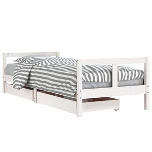 vidaXL Cadru pat copii cu sertare, alb, 80x200 cm, lemn masiv de pin