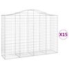 vidaXL Coșuri gabion arcuite 15 buc, 200x50x140/160cm, fier galvanizat
