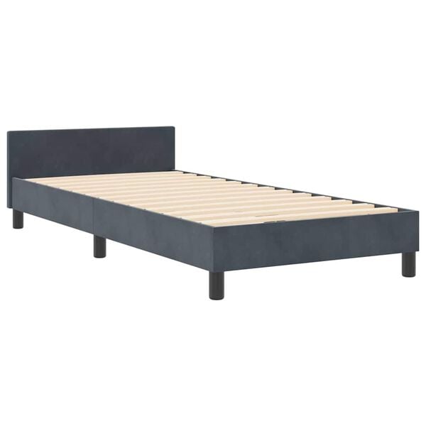 vidaXL Pat cu arcuri cu headboard Gri &icirc;nchis 100 x 200 cm Catifea