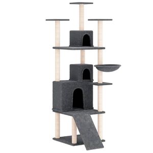 vidaXL Ansamblu de pisici, st&acirc;lpi din funie sisal, gri &icirc;nchis, 175 cm