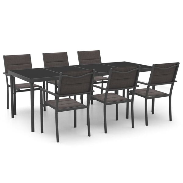 vidaXL Set mobilier de exterior, 7 piese, oțel