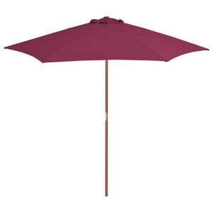 vidaXL Umbrelă de soare de exterior, st&acirc;lp lemn, roșu bordo, 270 cm
