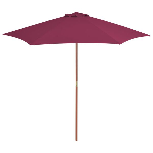 vidaXL Umbrelă de soare de exterior, st&acirc;lp lemn, roșu bordo, 270 cm
