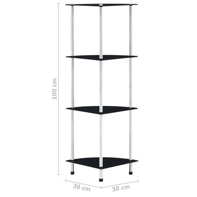 vidaXL Raft cu 4 niveluri, negru, 30 x 30 x 100 cm, sticlă securizată