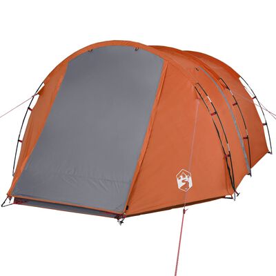vidaXL Cort de camping pentru 4 persoane, gri/portocaliu, impermeabil