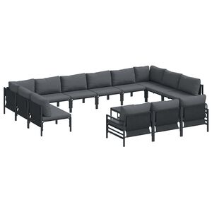vidaXL Set de canapele pentru grădină 14 buc. Negru Oțel