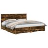 vidaXL Cadru de pat Stejar fumuriu 200 x 200 cm Lemn prelucrat