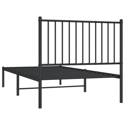 vidaXL Cadru de pat metalic cu tăblie, negru, 90x190 cm