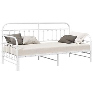 vidaXL Cadru de pat de zi Alb 90 x 190 cm Oțel vopsit electrostatic