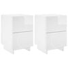 vidaXL Dulap de noapte 2 buc. Alb foarte lucios 33,5 x 34,5 x 50 cm