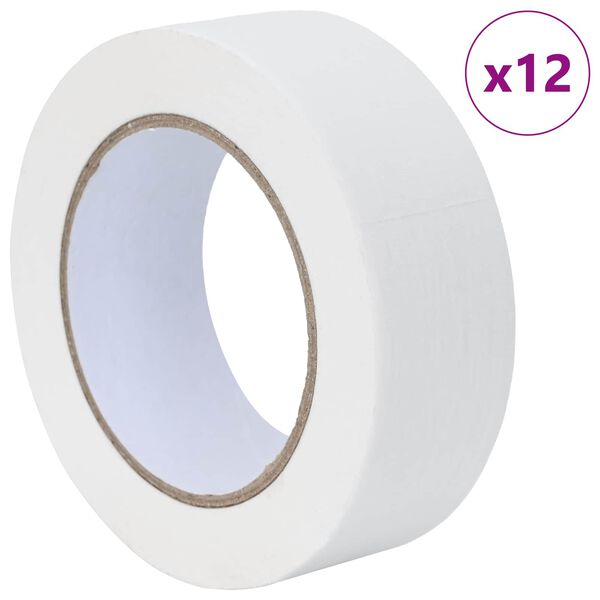 vidaXL Bende de Mascare pentru Pictori 12 pcs Alb 38mm x 50m H&acirc;rtie