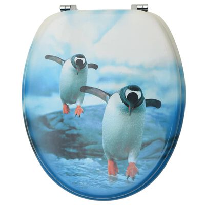 vidaXL Scaune WC cu capac, 2 buc., MDF, model pinguin