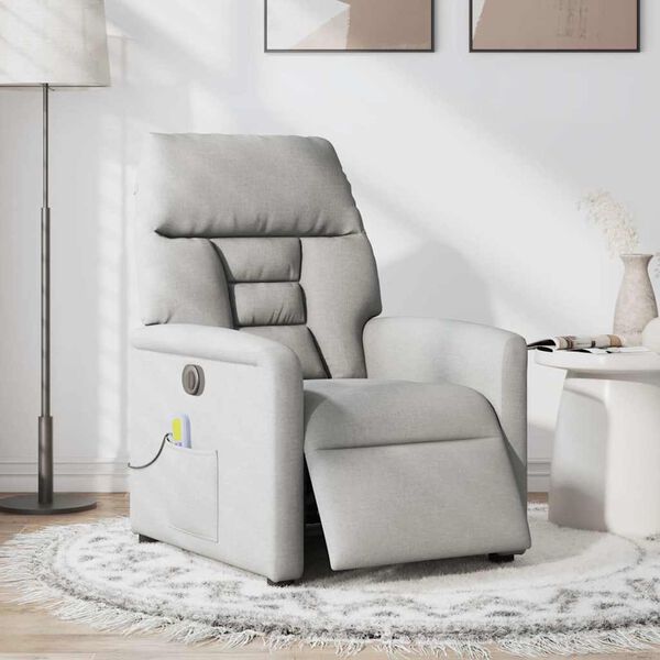vidaXL Scaun reclinabil electric pentru masaj Cloud Grey Fabric