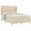 vidaXL Pat cu arcuri cu saltea cu headboard Crem 190 x 140 cm țesătură