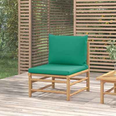 vidaXL Canapea de mijloc pentru grădină, perne verzi, bambus