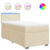 vidaXL Pat box spring cu saltea, crem, 100x200 cm, textil