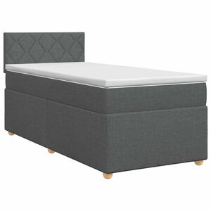 vidaXL Pat boxspring cu saltea Gri &icirc;nchis 90 x 190 cm Țesătură