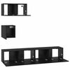 vidaXL Set comodă TV Pe perete 4 pcs Stejar Negru Lemn compozit