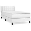 vidaXL Pat box spring cu saltea, alb, 100x200 cm, piele ecologică