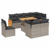 vidaXL Set canapele de grădină, 9 piese, cu perne, gri, poliratan