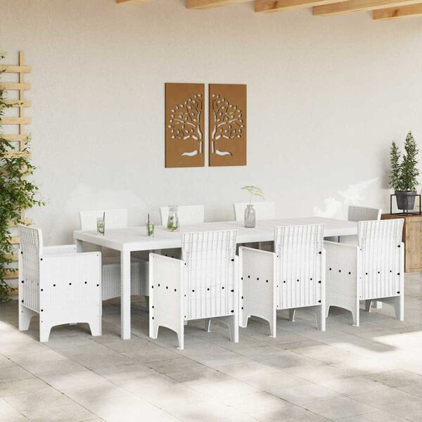 vidaXL Masă de grădină pentru dining Alb 250 x 100 x 73 cm poliratan