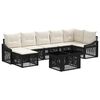 vidaXL Set de canapele pentru grădină 8 buc. Negru și Alb crem