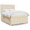 vidaXL Pat box spring cu saltea, crem, 140x200 cm, textil