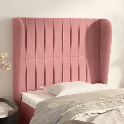 vidaXL Tăblie de pat cu aripioare, roz, 103x23x118/128 cm, catifea