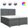 vidaXL Pat box spring cu saltea, gri &icirc;nchis, 200x200 cm, textil