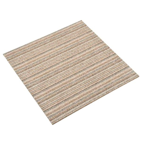 vidaXL Covor 20 pcs Bej &icirc;n dungi 50 x 50 cm 100% polipropilenă