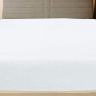 vidaXL Cearșaf de pat cu elastic, alb, 160x200 cm, bumbac