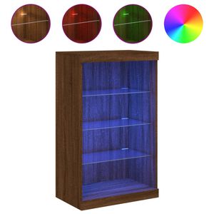vidaXL Servantă cu lumini LED, stejar maro, 60,5x37x100 cm