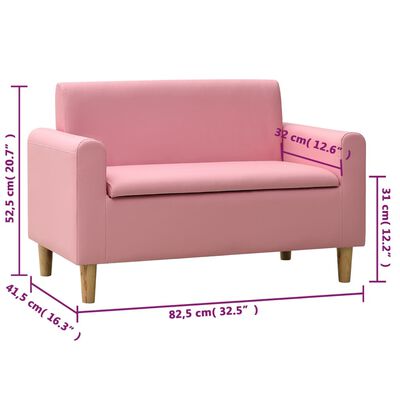 vidaXL Canapea pentru copii cu 2 locuri, roz, piele ecologică