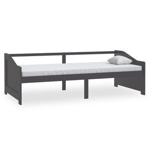 vidaXL Pat de zi cu 3 locuri, gri &icirc;nchis, 90x200 cm, lemn masiv pin